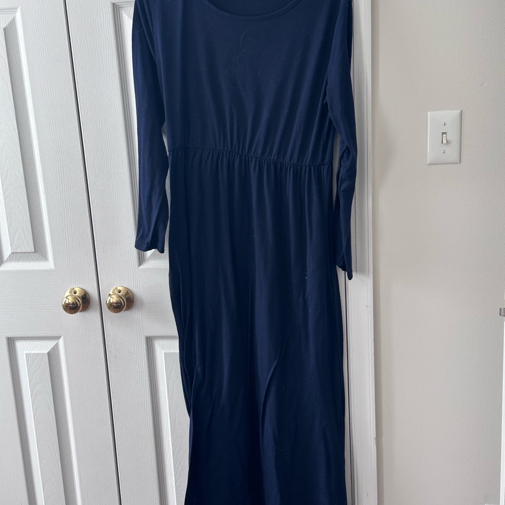 Elegant Navy Blue Long Sleeve Dress